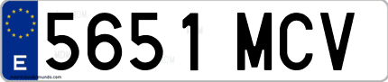 Ejemplo de matrícula de coche ordinaria 5651 MCV