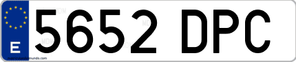 Ejemplo de matrícula de coche ordinaria 5652 DPC