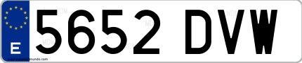 Ejemplo de matrícula española 5652 DVW