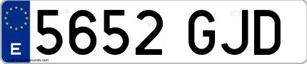 Ejemplo de matrícula española 5652 GJD