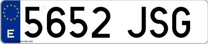 Ejemplo de matrícula española 5652 JSG