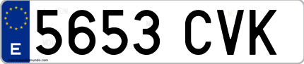 Ejemplo de matrícula de coche ordinaria 5653 CVK