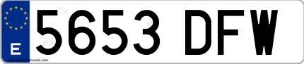 Ejemplo de matrícula española 5653 DFW