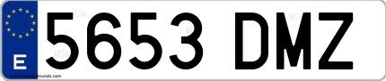 Ejemplo de matrícula española 5653 DMZ