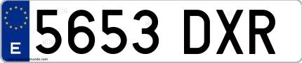 Ejemplo de matrícula española 5653 DXR