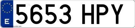 Ejemplo de matrícula española 5653 HPY