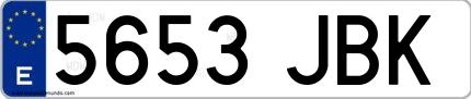 Ejemplo de matrícula española 5653 JBK
