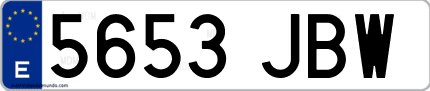 Ejemplo de matrícula de coche ordinaria 5653 JBW