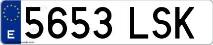 Ejemplo de matrícula española 5653 LSK