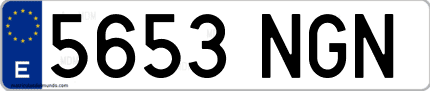 Ejemplo de matrícula de coche ordinaria 5653 NGN