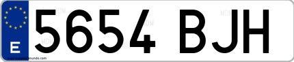 Ejemplo de matrícula española 5654 BJH