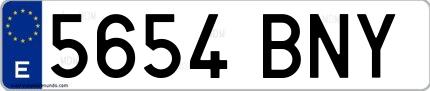 Ejemplo de matrícula española 5654 BNY