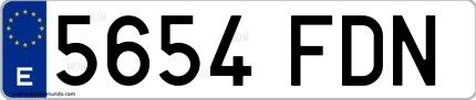 Ejemplo de matrícula española 5654 FDN