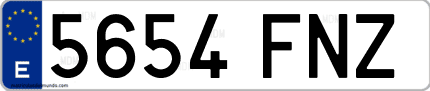 Ejemplo de matrícula de coche ordinaria 5654 FNZ
