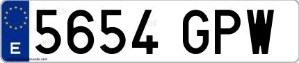 Ejemplo de matrícula española 5654 GPW
