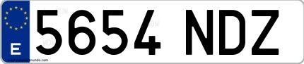 Ejemplo de matrícula española 5654 NDZ