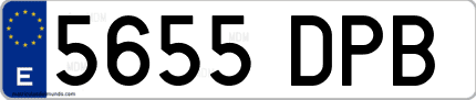 Ejemplo de matrícula de coche ordinaria 5655 DPB