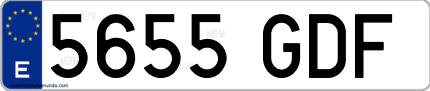 Ejemplo de matrícula de coche ordinaria 5655 GDF