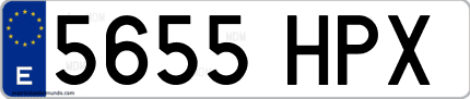 Ejemplo de matrícula de coche ordinaria 5655 HPX
