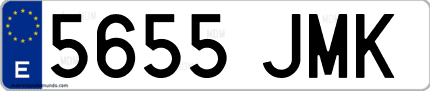 Ejemplo de matrícula de coche ordinaria 5655 JMK