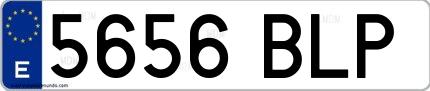 Ejemplo de matrícula española 5656 BLP