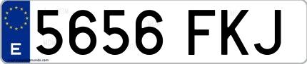 Ejemplo de matrícula española 5656 FKJ