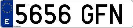 Ejemplo de matrícula española 5656 GFN
