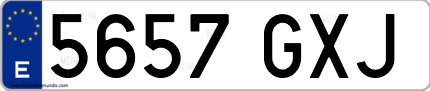 Ejemplo de matrícula de coche ordinaria 5657 GXJ