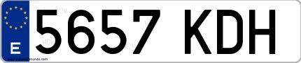 Ejemplo de matrícula de coche ordinaria 5657 KDH