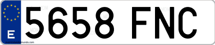Ejemplo de matrícula de coche ordinaria 5658 FNC