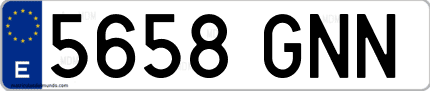 Ejemplo de matrícula de coche ordinaria 5658 GNN
