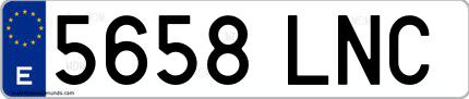 Ejemplo de matrícula española 5658 LNC