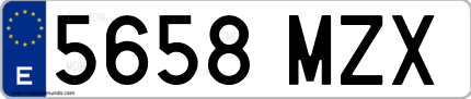 Ejemplo de matrícula de coche ordinaria 5658 MZX