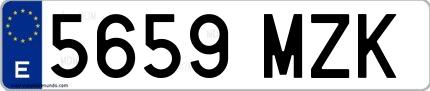 Ejemplo de matrícula española 5659 MZK