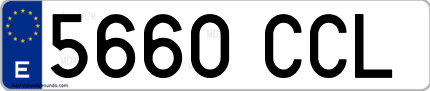 Ejemplo de matrícula de coche ordinaria 5660 CCL