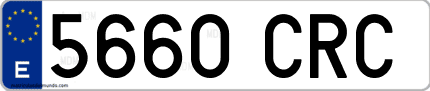Ejemplo de matrícula de coche ordinaria 5660 CRC