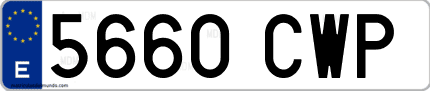 Ejemplo de matrícula de coche ordinaria 5660 CWP