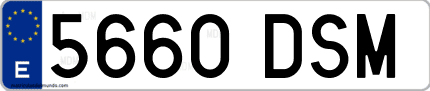 Ejemplo de matrícula de coche ordinaria 5660 DSM