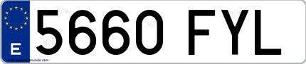 Ejemplo de matrícula española 5660 FYL