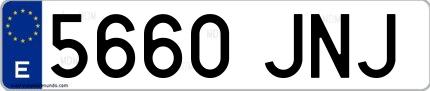 Ejemplo de matrícula de coche ordinaria 5660 JNJ