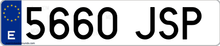 Ejemplo de matrícula de coche ordinaria 5660 JSP