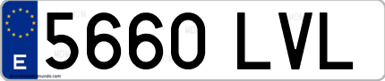 Ejemplo de matrícula de coche ordinaria 5660 LVL