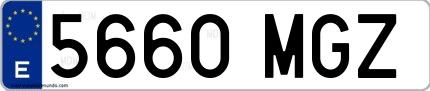 Ejemplo de matrícula española 5660 MGZ