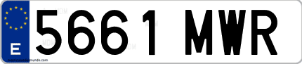 Ejemplo de matrícula de coche ordinaria 5661 MWR
