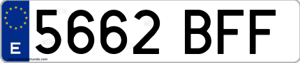 Ejemplo de matrícula de coche ordinaria 5662 BFF