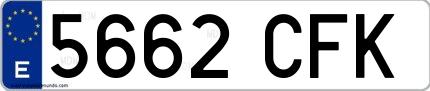 Ejemplo de matrícula española 5662 CFK