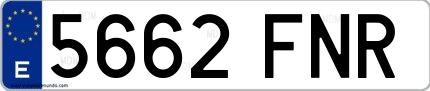 Ejemplo de matrícula española 5662 FNR