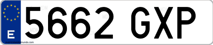 Ejemplo de matrícula de coche ordinaria 5662 GXP