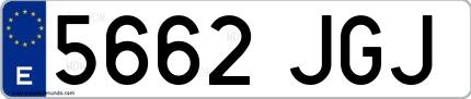 Ejemplo de matrícula española 5662 JGJ