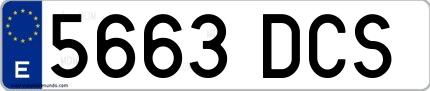 Ejemplo de matrícula española 5663 DCS